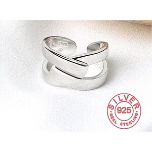 Layered Cross Ring | White Gold Sterling Silver